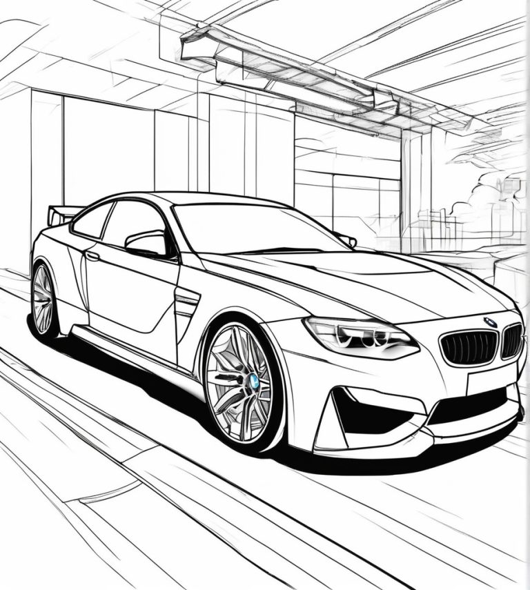 BMW Kleurplaat. Unieke BMW Autotekening